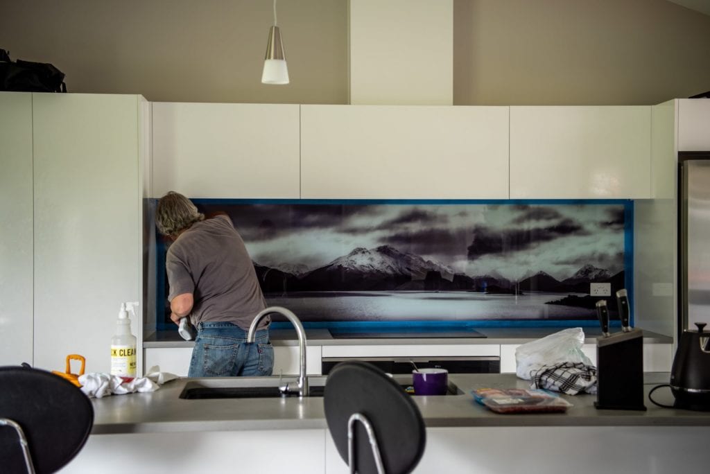 Installing a black and white splashback