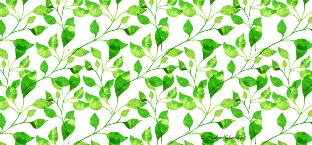 Green leafy pattern for a glass splashback