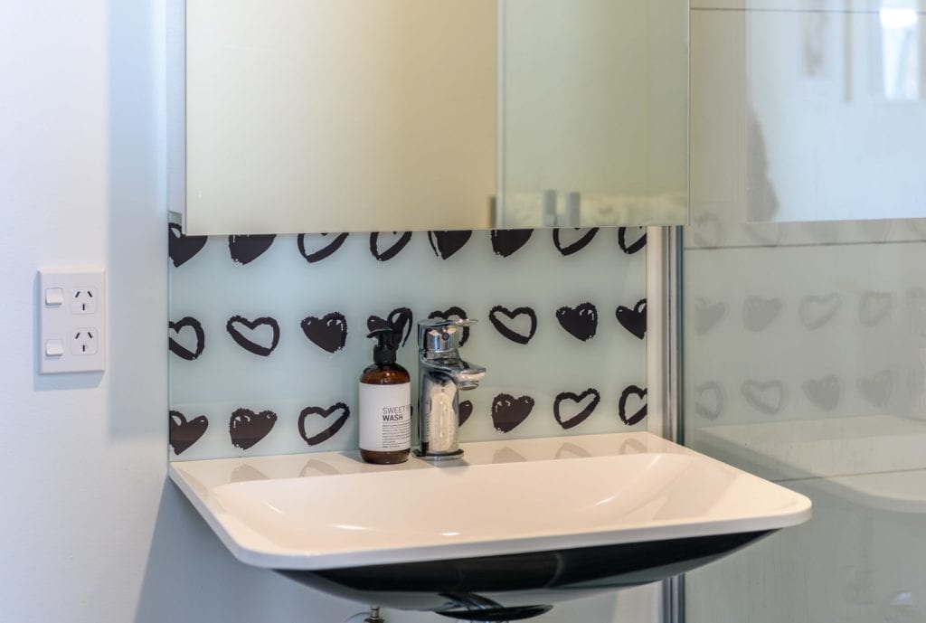 Bathroom splashback heart design