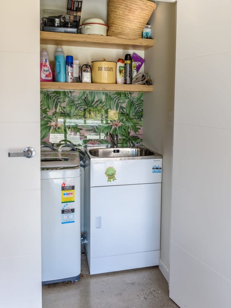 Laundry cupboard splashback